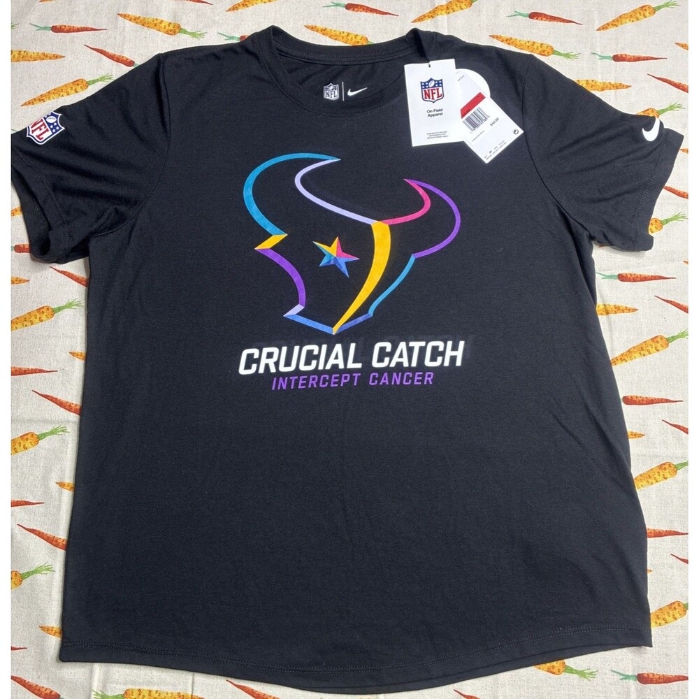 Nike Woman’s Houston Texans Crucial Catch Cancer Shirt NWT Large 0015